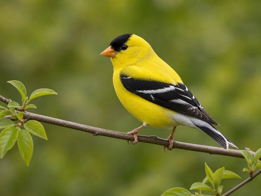American Goldfinch perched on a branch.